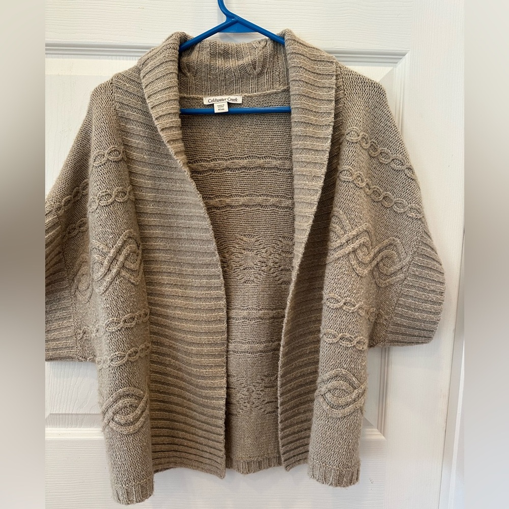 Coldwater Creek Women’s Cozy Tan Cable Sweater